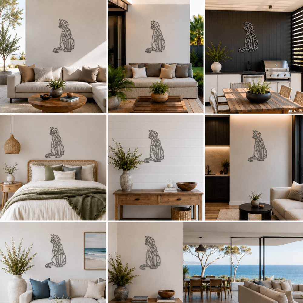 Premium Wall Art - Geometric Cat Sitting