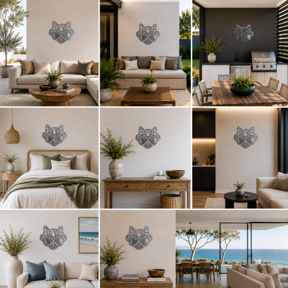 Premium Metal Wall Art - Geometric Raccoon Face