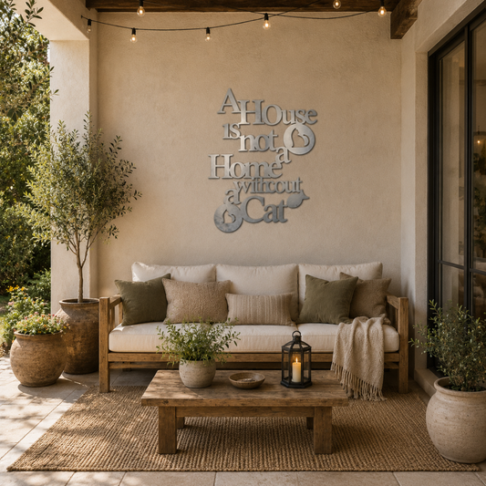 Premium Metal Wall Art - A House Is Not A Home Without A Cat