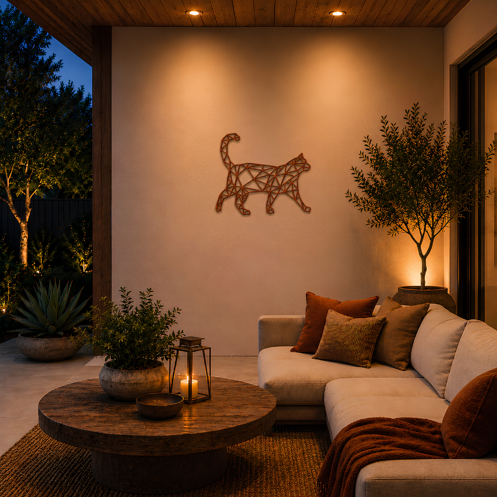 Premium Wall Art - Geometric Cat Walking