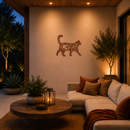Premium Wall Art - Geometric Cat Walking