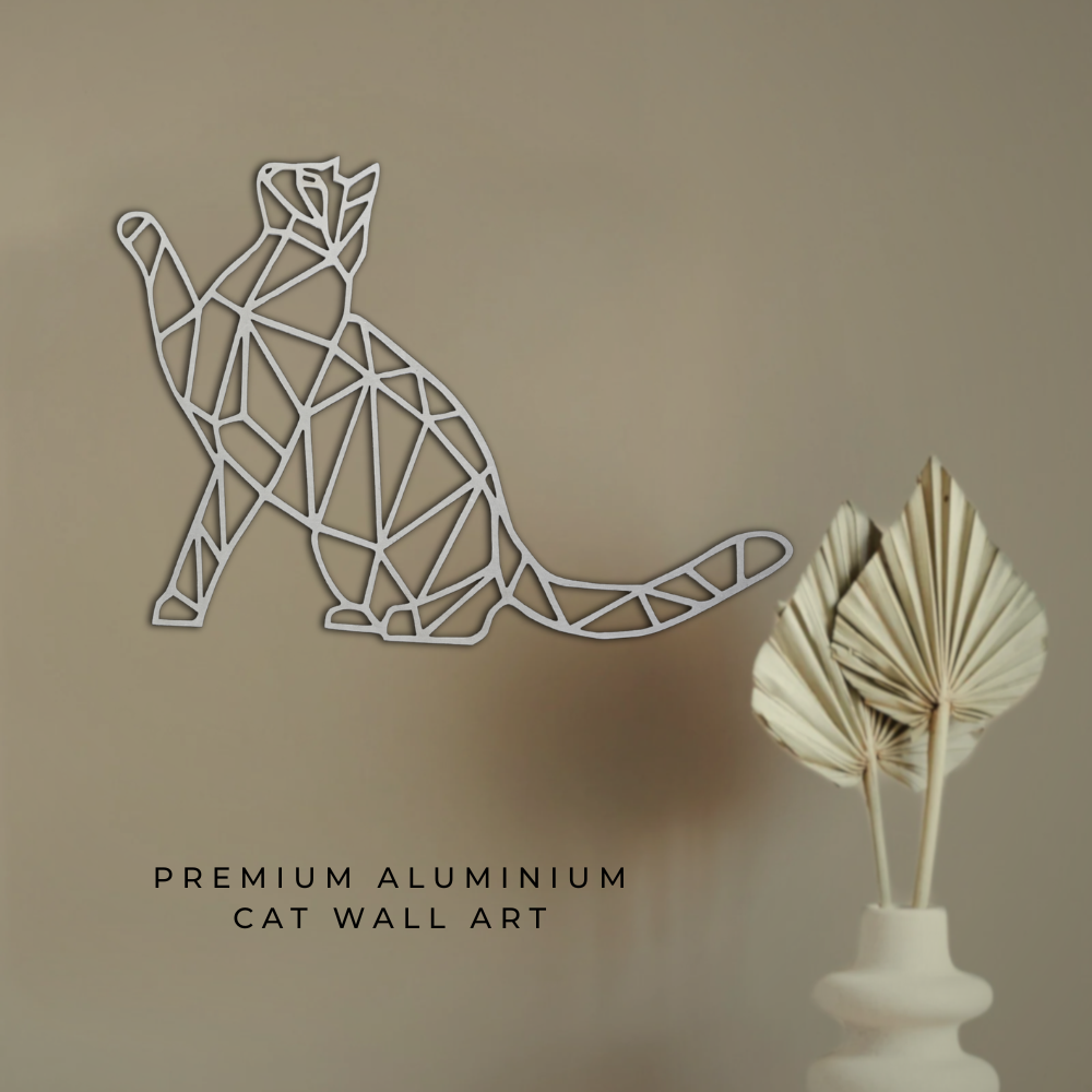 Premium Wall Art - Geometric Cat Reaching