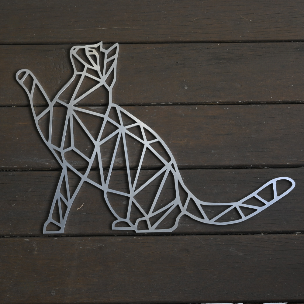 Premium Wall Art - Geometric Cat Reaching