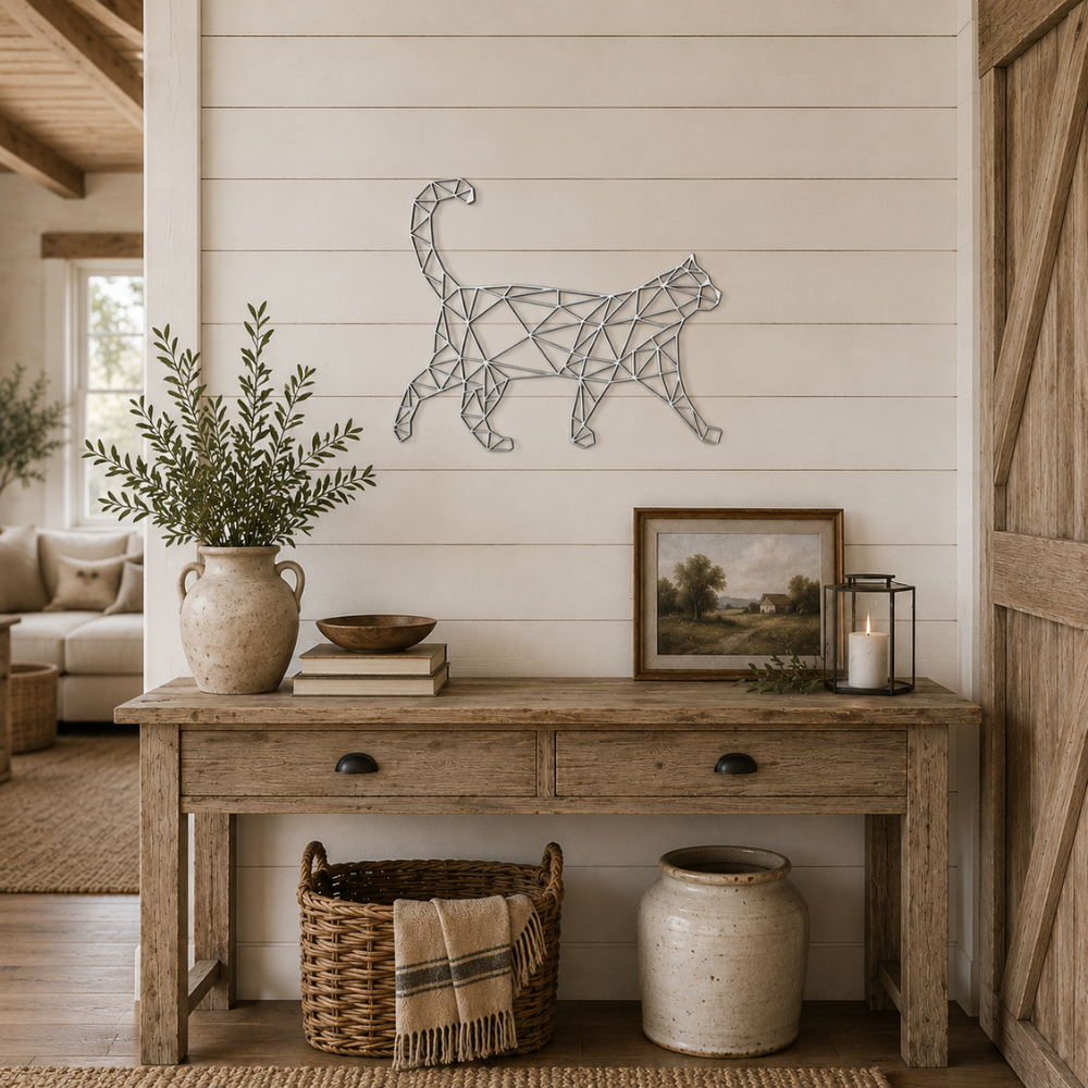 Premium Wall Art - Geometric Cat Walking