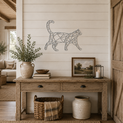 Premium Wall Art - Geometric Cat Walking