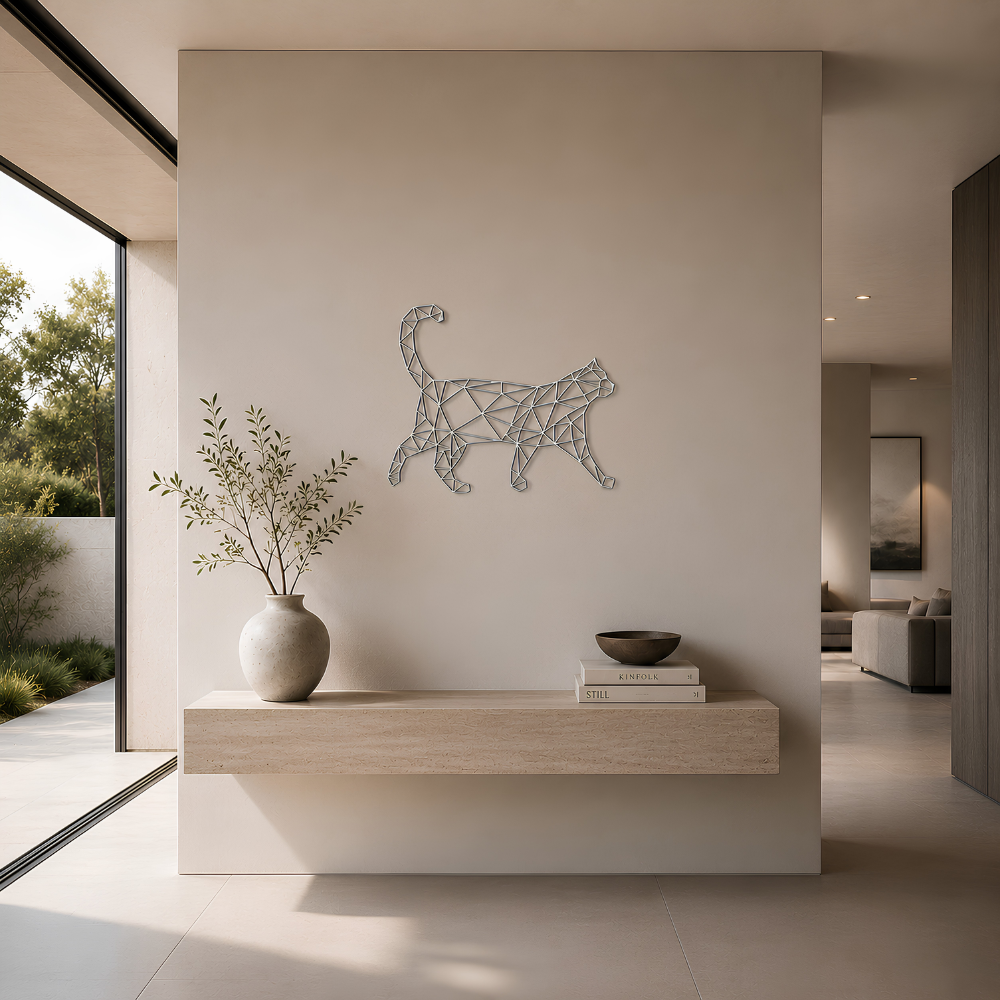 Premium Wall Art - Geometric Cat Walking