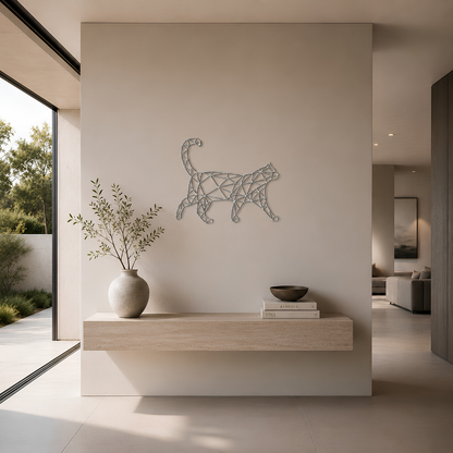 Premium Wall Art - Geometric Cat Walking