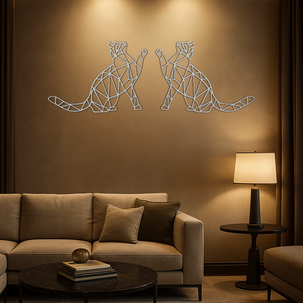 Premium Wall Art - Geometric Cat Reaching