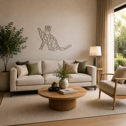 Premium Wall Art - Geometric Cat Reaching