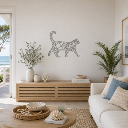 Premium Wall Art - Geometric Cat Walking