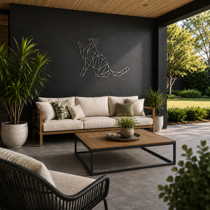 Premium Wall Art - Geometric Cat Reaching