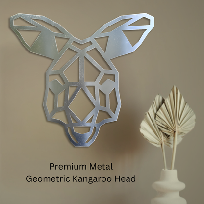 Premium Metal Wall Art - Geometric Kangaroo Head
