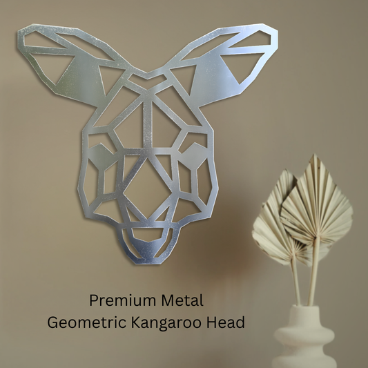 Premium Metal Wall Art - Geometric Kangaroo Head