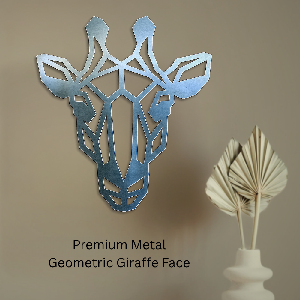 Premium Metal Wall Art - Geometric Giraffe Face