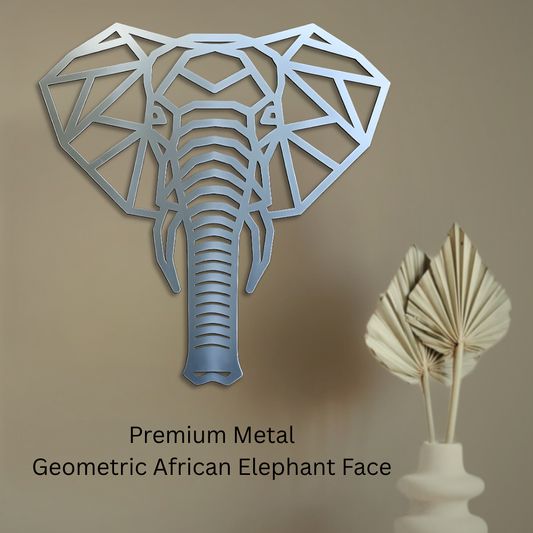 Premium Metal Wall Art - Geometric African Elephant Face