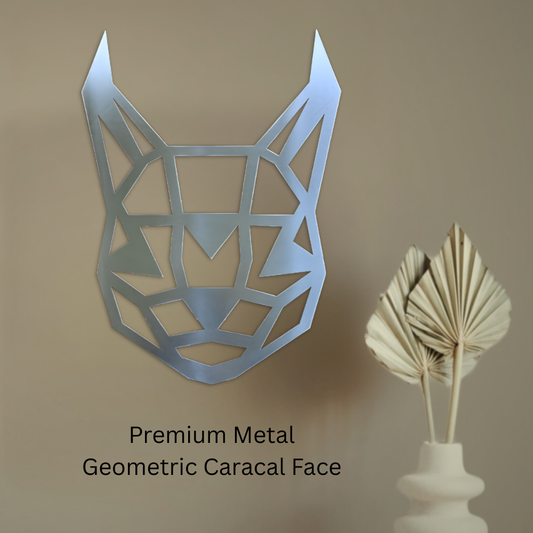 Premium Metal Wall Art - Geometric Caracal Face