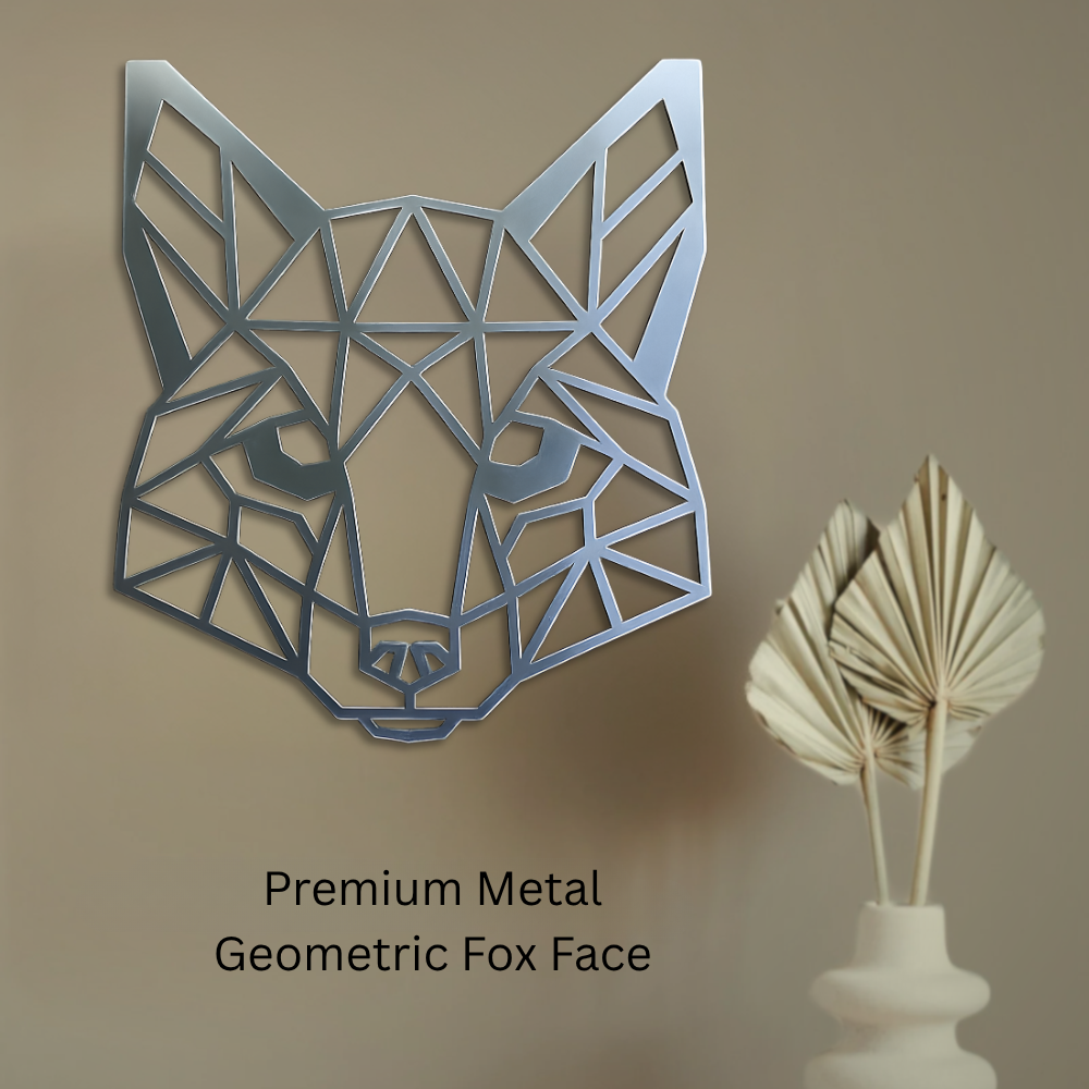 Premium Metal Wall Art - Geometric Fox Face