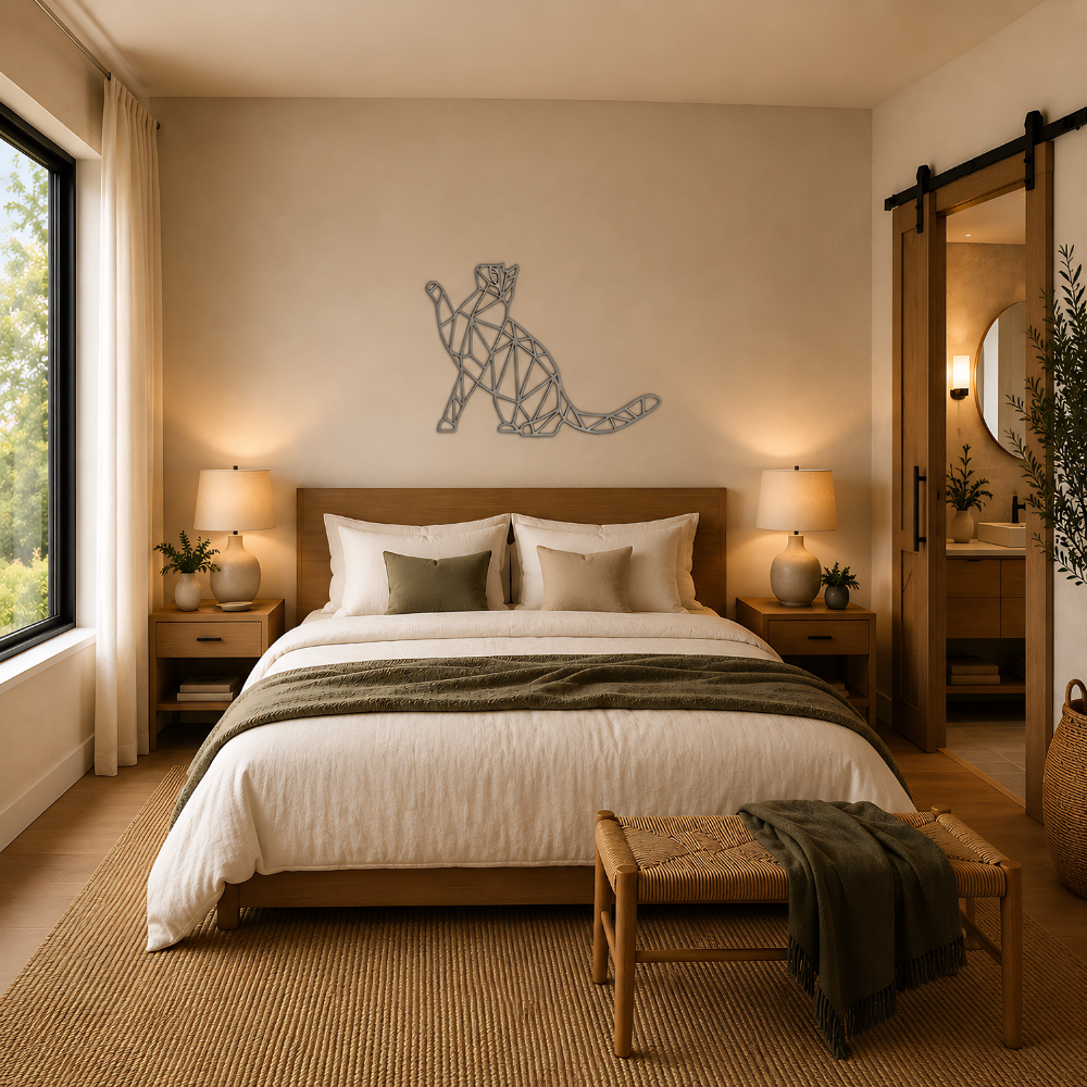 Premium Wall Art - Geometric Cat Reaching