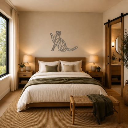 Premium Wall Art - Geometric Cat Reaching