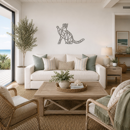 Premium Wall Art - Geometric Cat Reaching