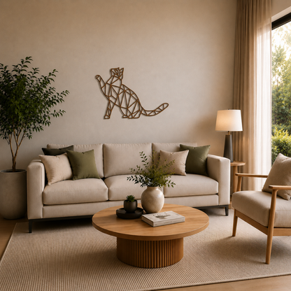 Premium Wall Art - Geometric Cat Reaching