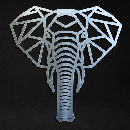 Premium Metal Wall Art - Geometric African Elephant Face