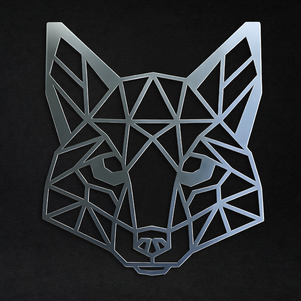 Premium Metal Wall Art - Geometric Fox Face