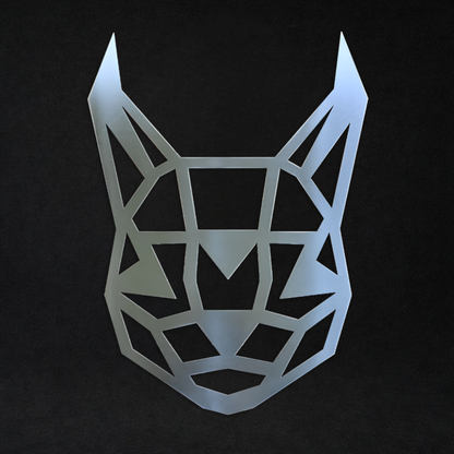 Premium Metal Wall Art - Geometric Caracal Face