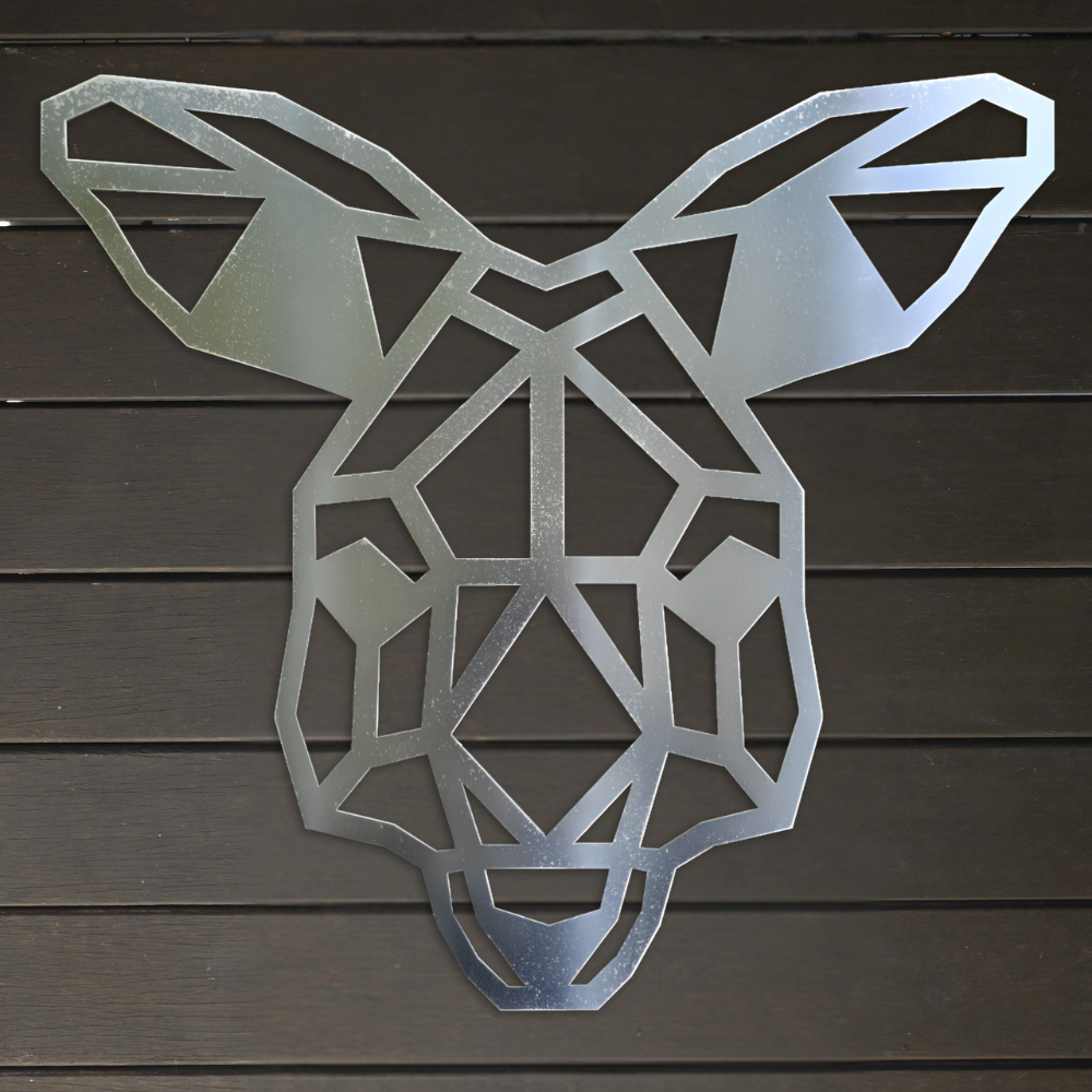 Premium Metal Wall Art - Geometric Kangaroo Head