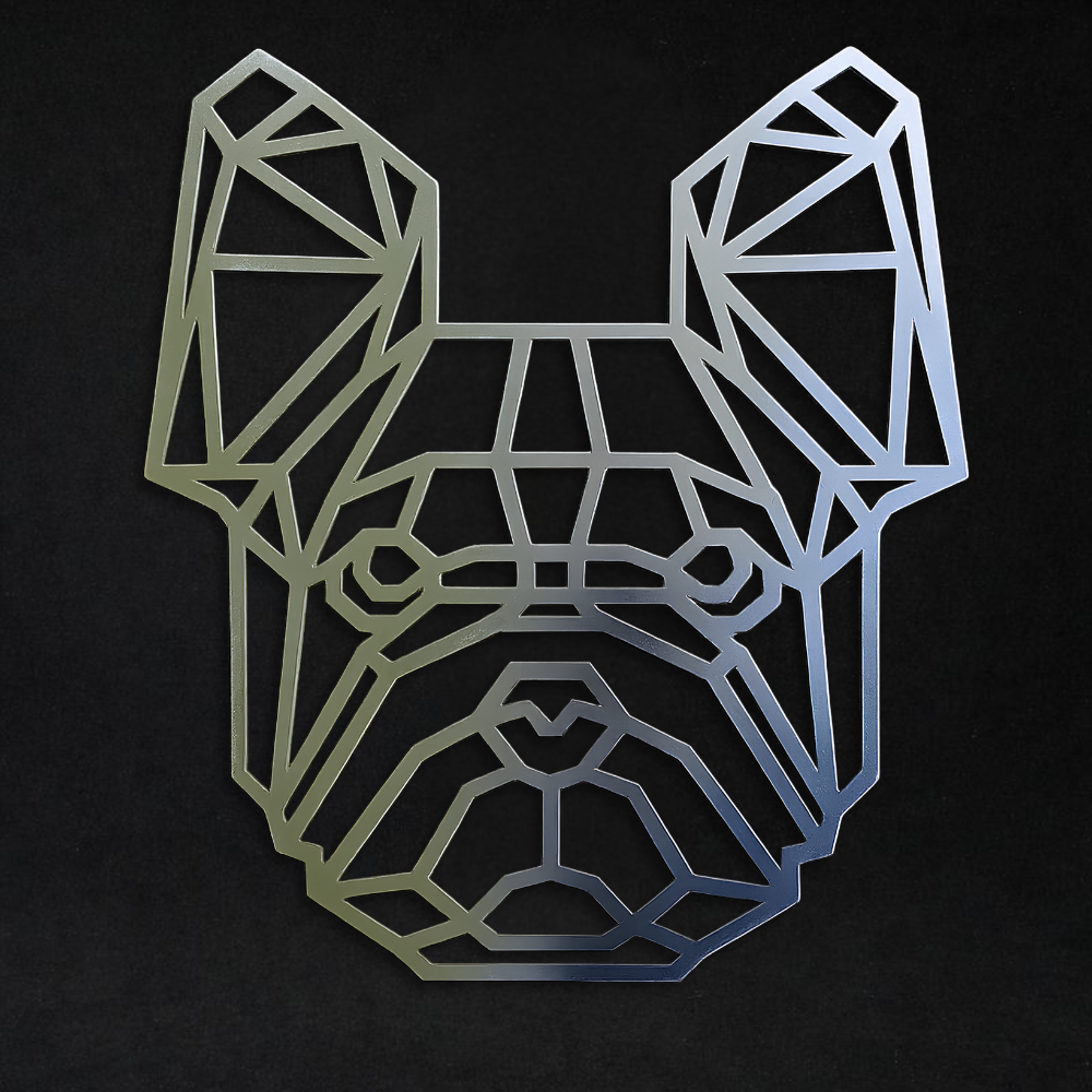 Premium Metal Wall Art - Geometric French Bulldog Face