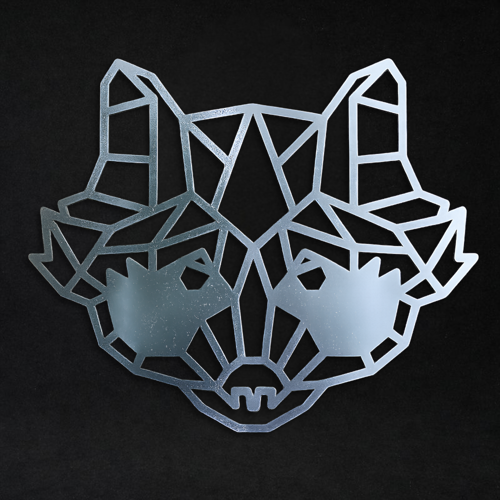 Premium Metal Wall Art - Geometric Raccoon Face