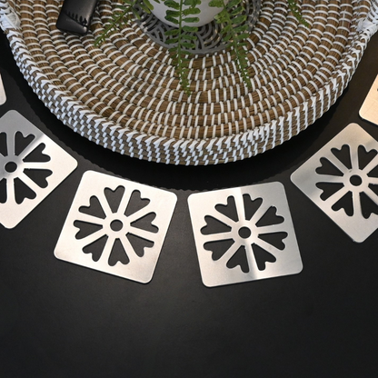Premium Metal Coasters - Daisy Medallion (8 Pack)