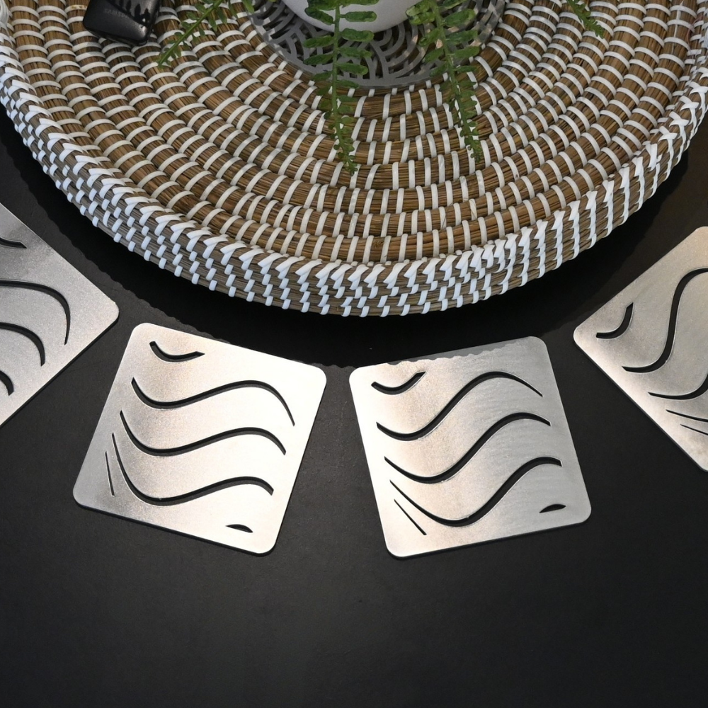 Premium Metal Coasters - Coastal Wave (8 Pack)