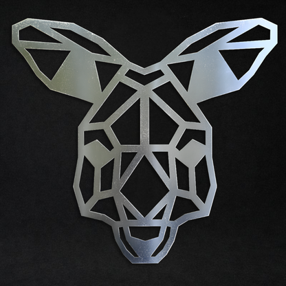 Premium Metal Wall Art - Geometric Kangaroo Head