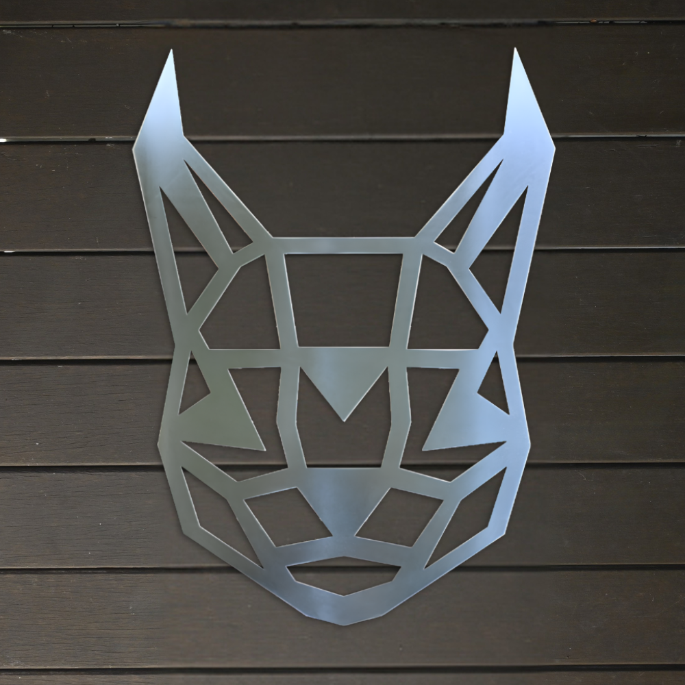 Premium Metal Wall Art - Geometric Caracal Face