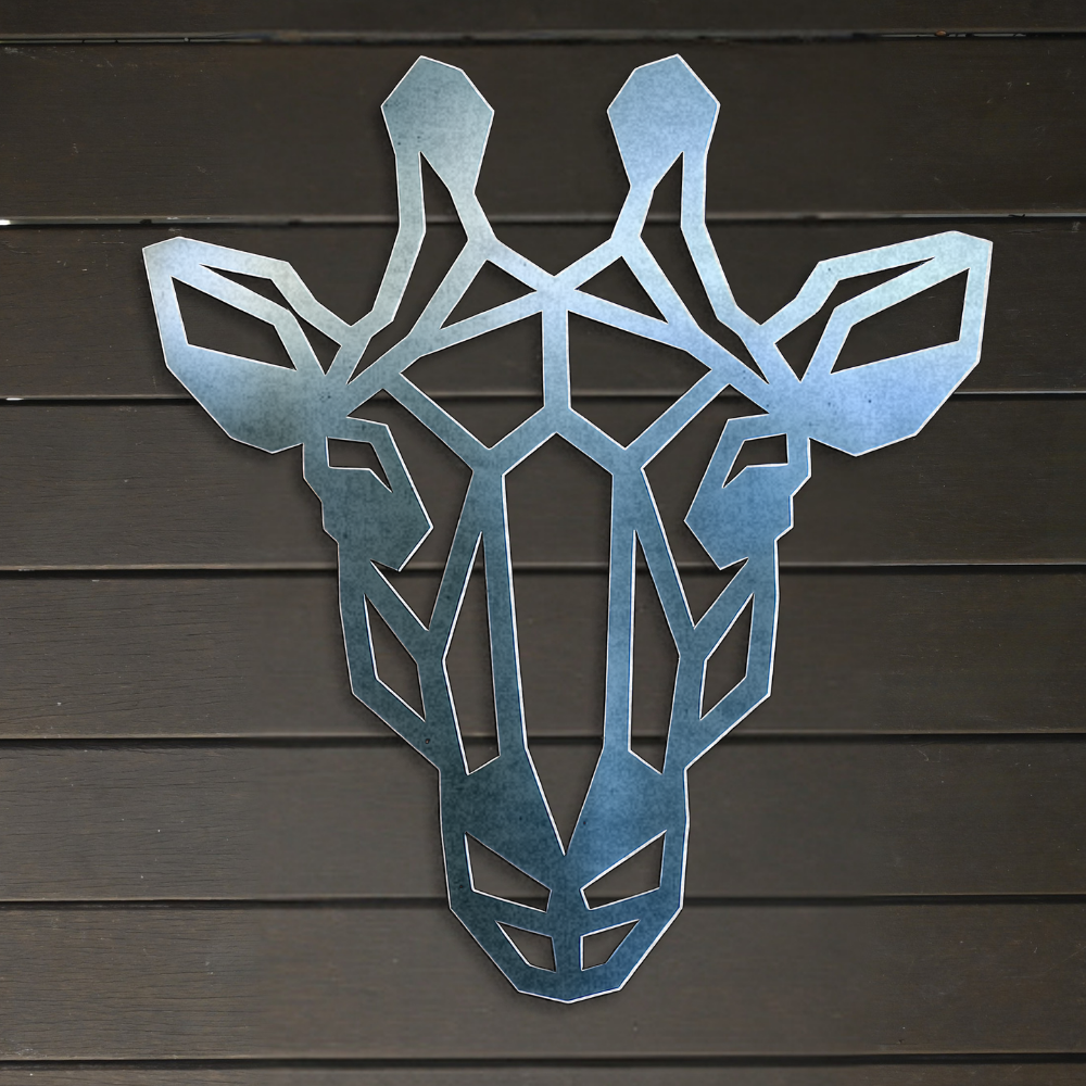 Premium Metal Wall Art - Geometric Giraffe Face
