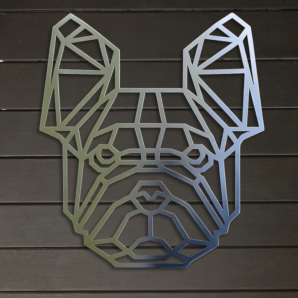 Premium Metal Wall Art - Geometric French Bulldog Face