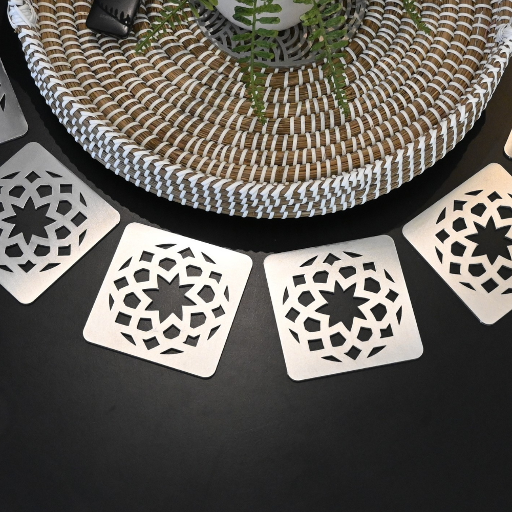Premium Metal Coasters - Moroccan Star (8 Pack)