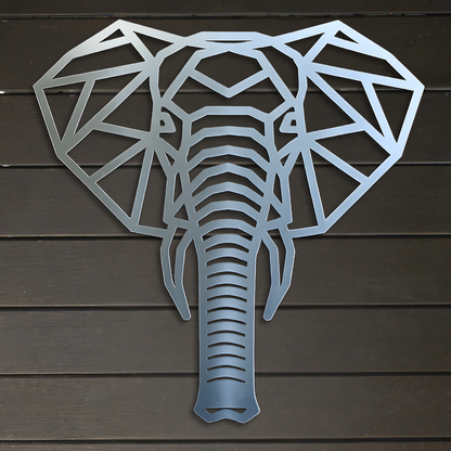 Premium Metal Wall Art - Geometric African Elephant Face