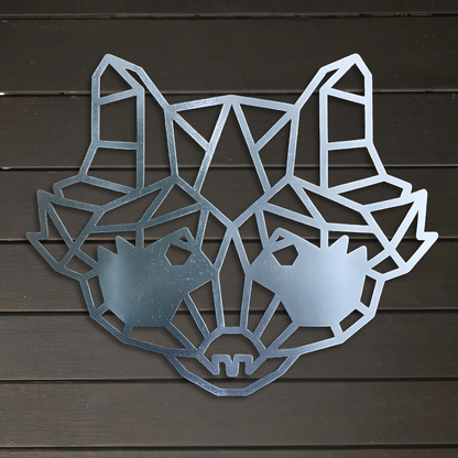 Premium Metal Wall Art - Geometric Raccoon Face