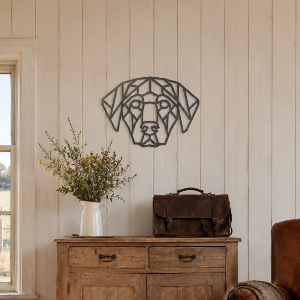 Premium Metal Wall Art - Geometric Labrador Face