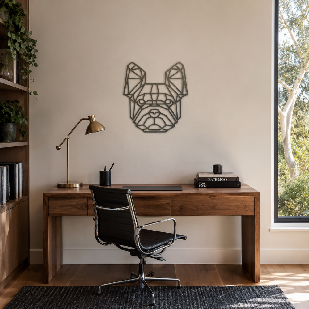 Premium Metal Wall Art - Geometric French Bulldog Face