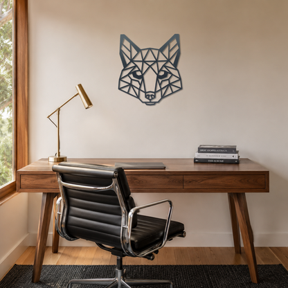 Premium Metal Wall Art - Geometric Fox Face