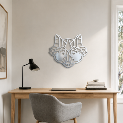 Premium Metal Wall Art - Geometric Raccoon Face
