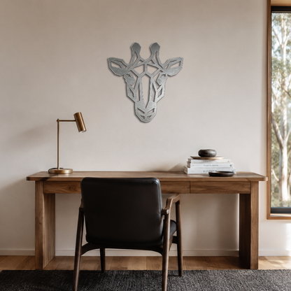 Premium Metal Wall Art - Geometric Giraffe Face