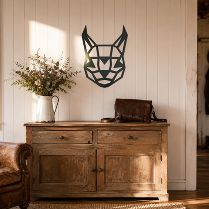 Premium Metal Wall Art - Geometric Caracal Face