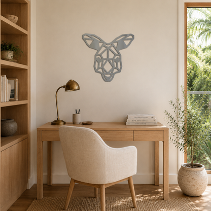 Premium Metal Wall Art - Geometric Kangaroo Head