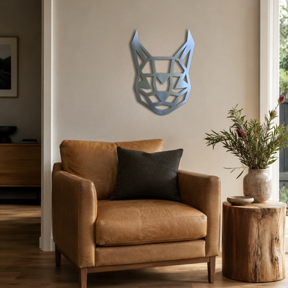 Premium Metal Wall Art - Geometric Caracal Face