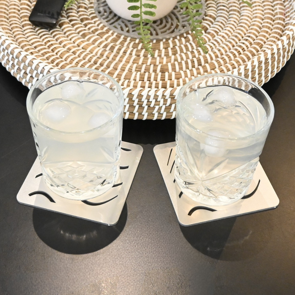 Premium Metal Coasters - Coastal Wave (8 Pack)