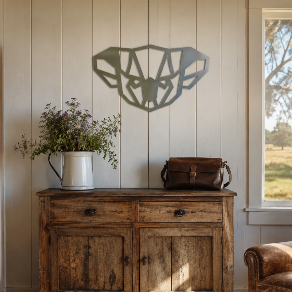 Premium Metal Wall Art - Geometric Koala Face